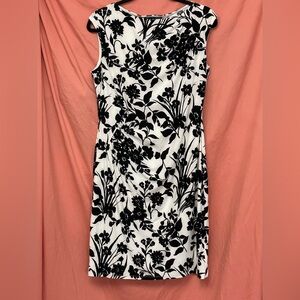 American Living Black Sleeveless and White/Black Floral Midi Dress size 14.